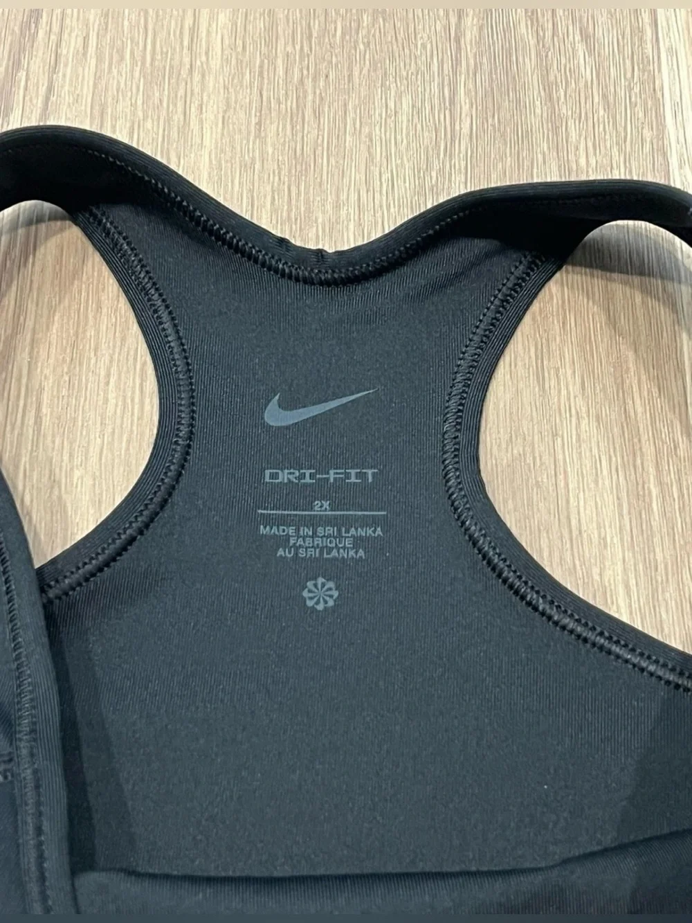 2X Womens Plus NIKE Black Logo Racerback Sports Bra Top Fitness DRI-FIT Unpadded